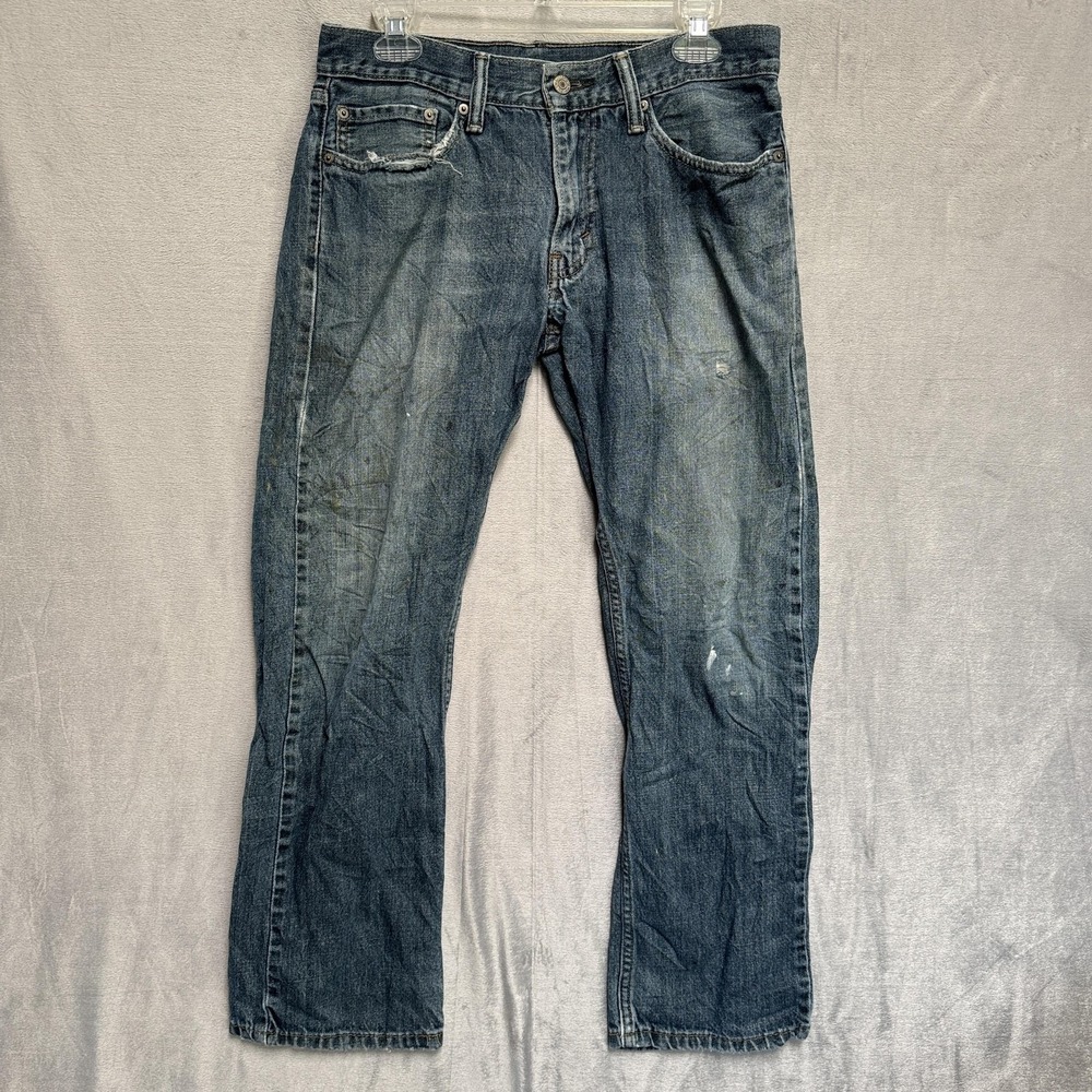Levis 514 Jeans Mens 32x30 Blue Medium Wash Straight Leg Distressed Denim